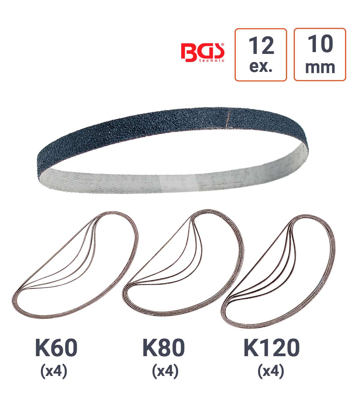 Bande à poncer de 10 mm x 330 mm - 12 pièces