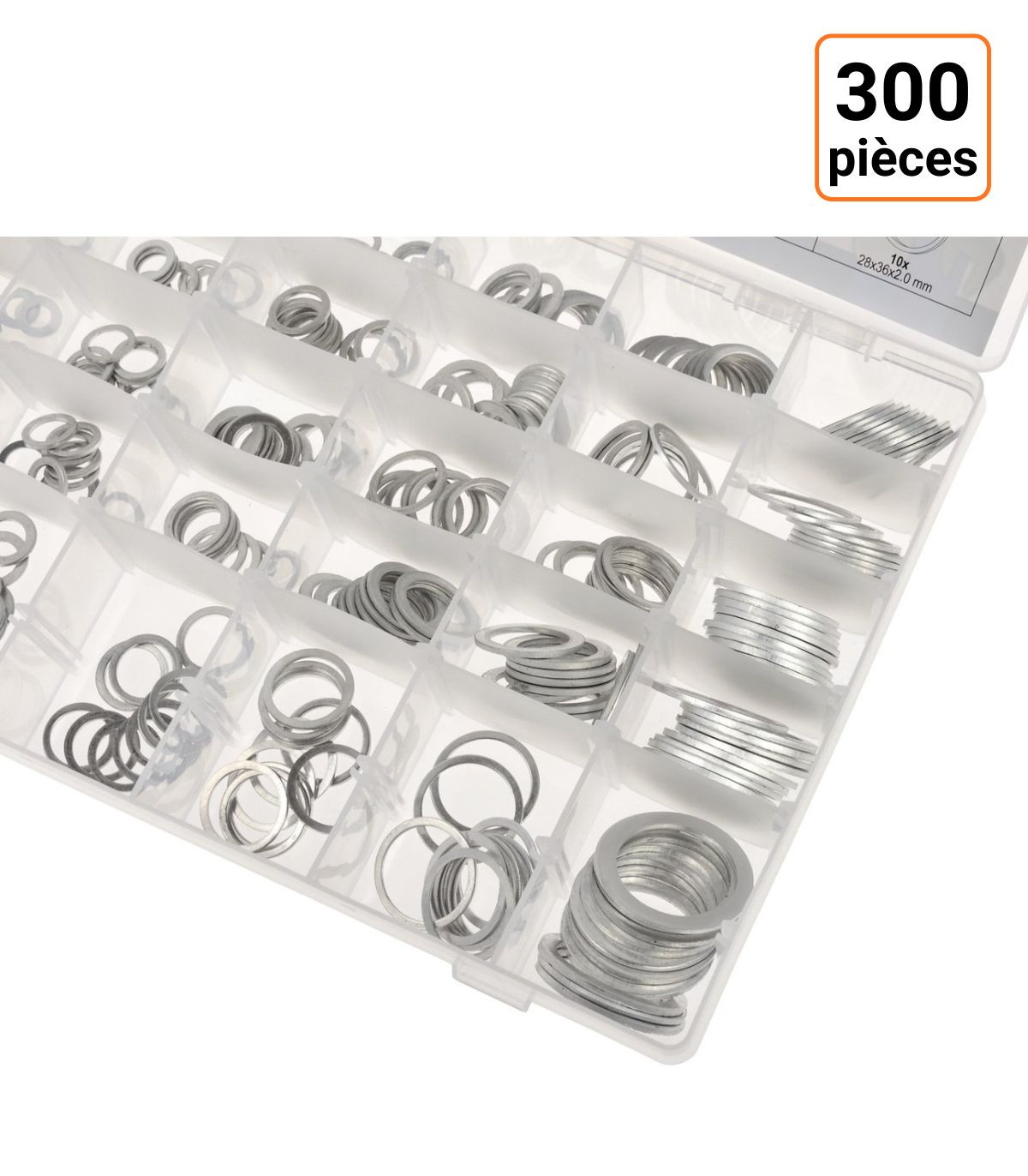 Coffret assortiment de 300 rondelles en aluminium