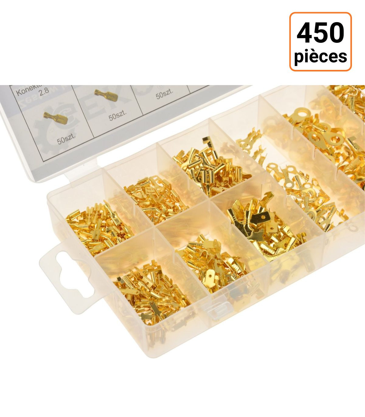 Coffret assortiment de 450 cosses plates et à oeillets