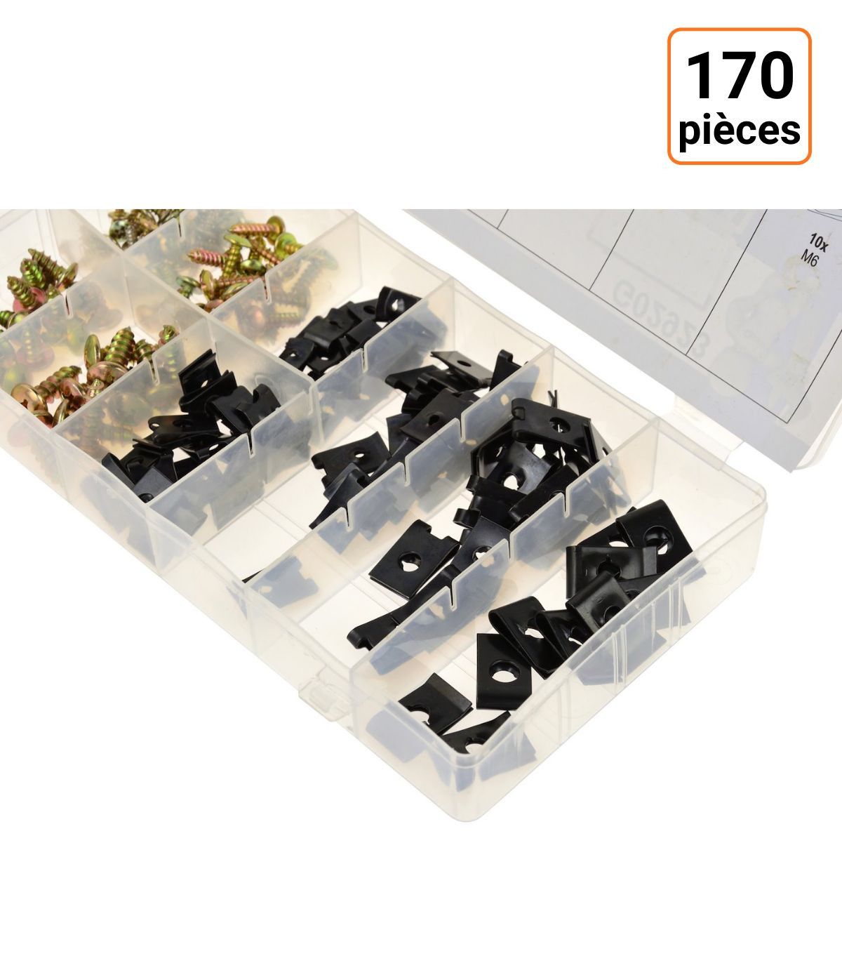 Coffret assortiment de 170 vis et clips métal pour carrosserie