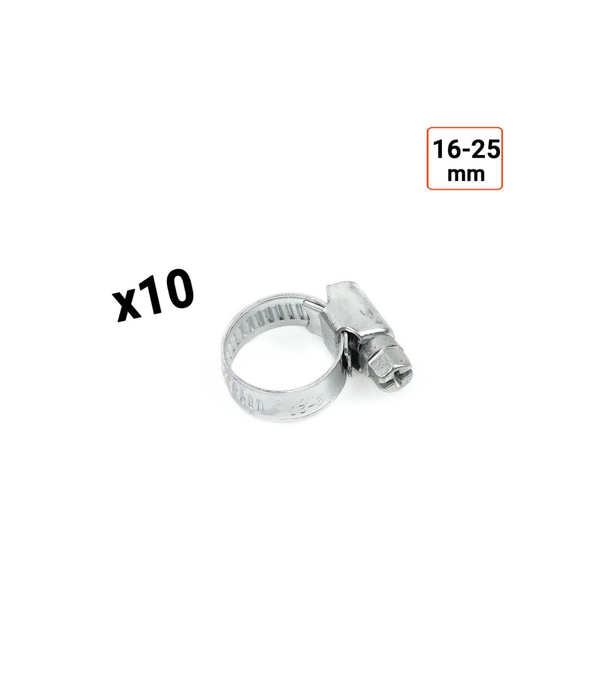 Colliers de serrage en acier W1 galvanisé 9mm taille 16-25 mm par 10 ex.
