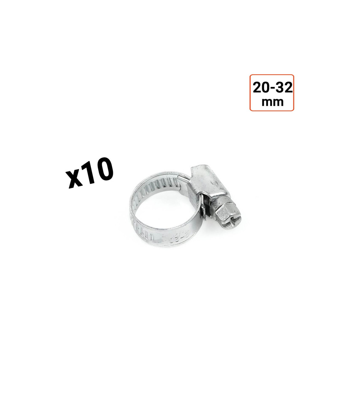 Colliers de serrage en acier W1 galvanisé 9mm taille 20-32 mm par 10 ex.