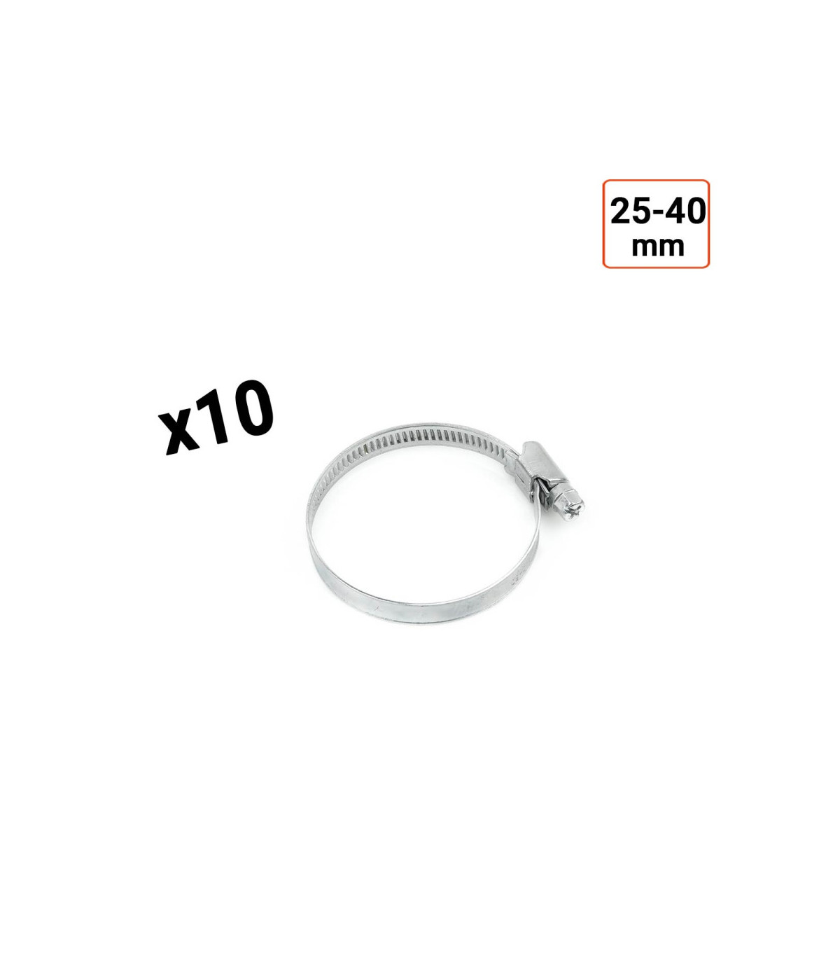 Colliers de serrage en acier W1 galvanisé 9mm taille 25-40 mm par 10 ex.
