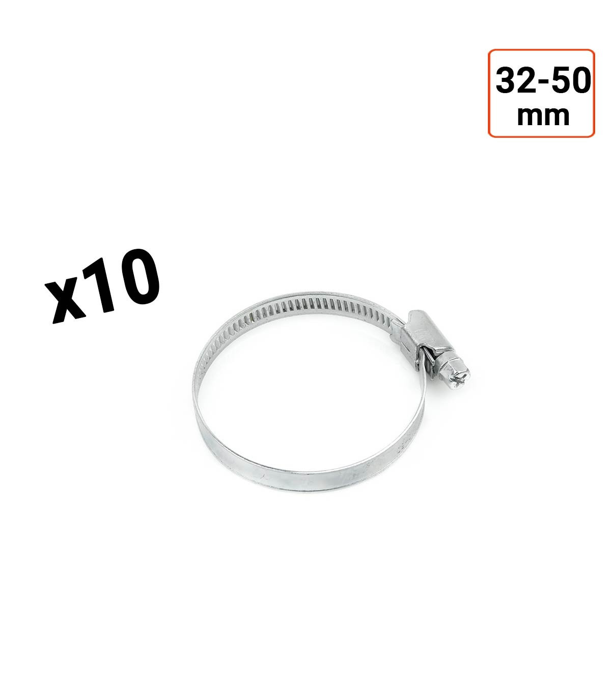 Colliers de serrage en acier W1 galvanisé 9mm taille 32-50 mm par 10 ex.