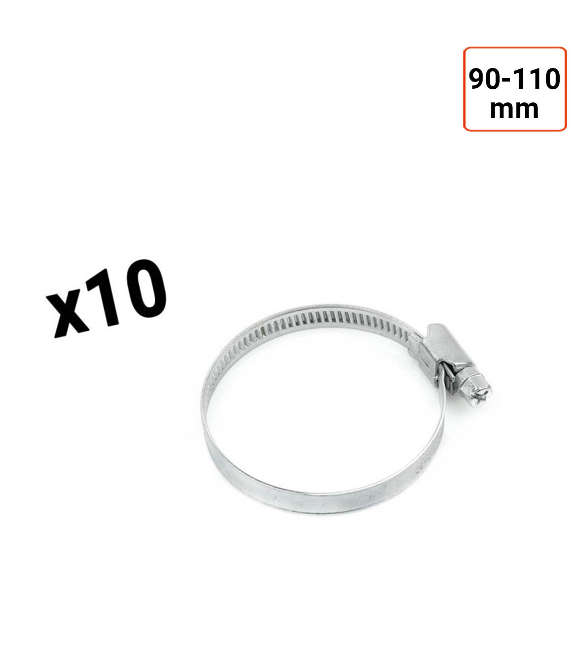 Colliers de serrage en acier W1 galvanisé 9mm taille 90-110 mm par 10 ex.