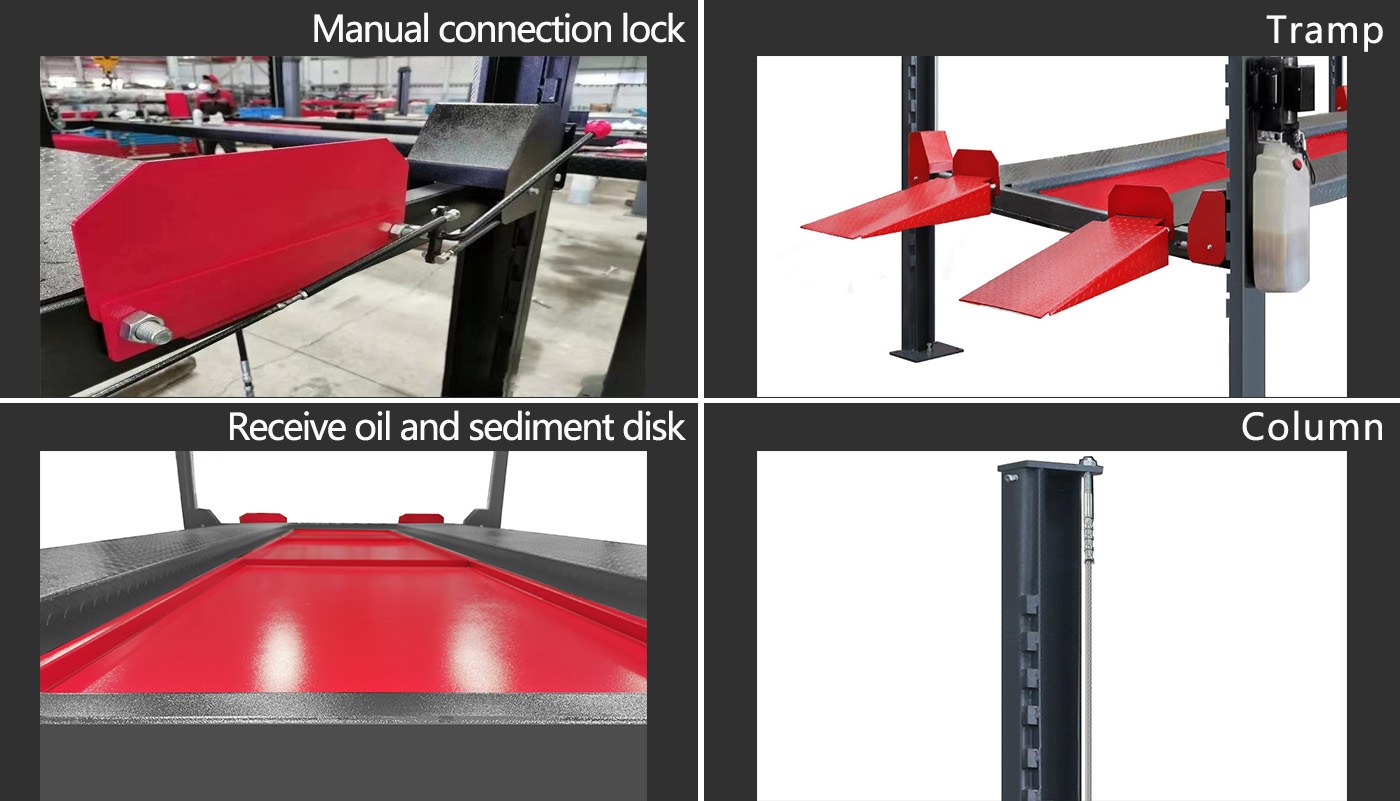 Pont de parking 4 colonnes à déverrouillage pneumatique HG-4ZT-40B — Détails du produit