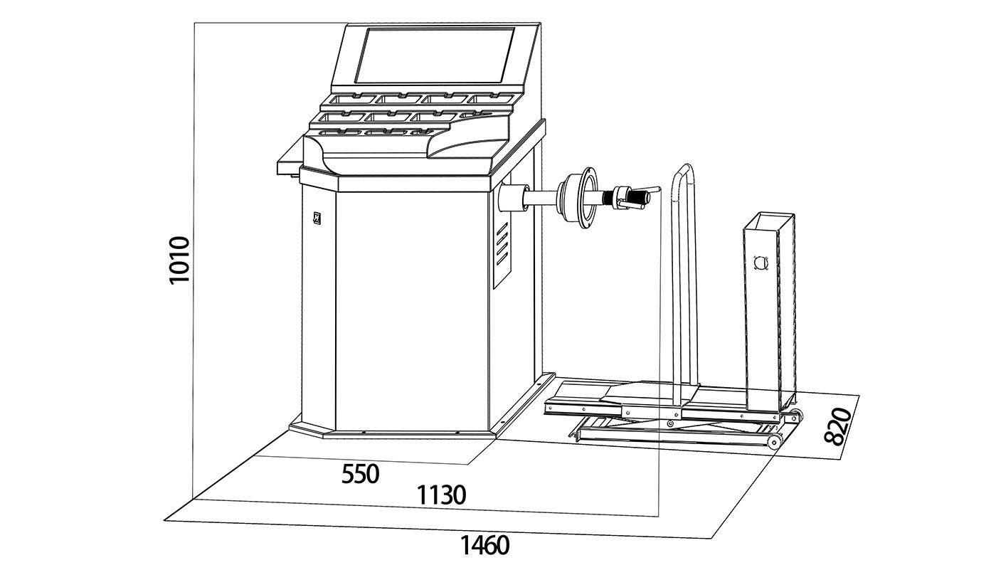Équilibreuse poids lourds HG-610 — Dimensions (plan coté)