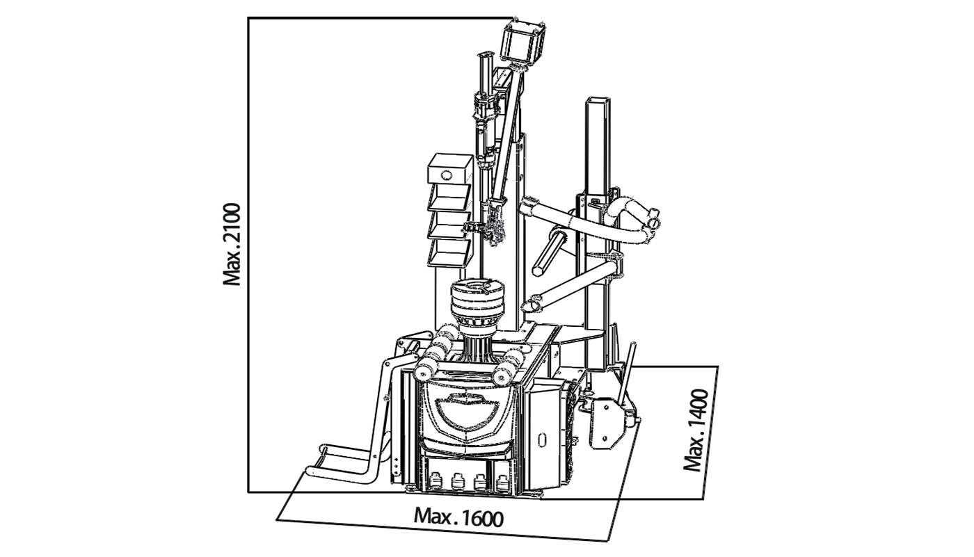 Démonte-pneus HG-760-360 — Dimensions (plan coté)