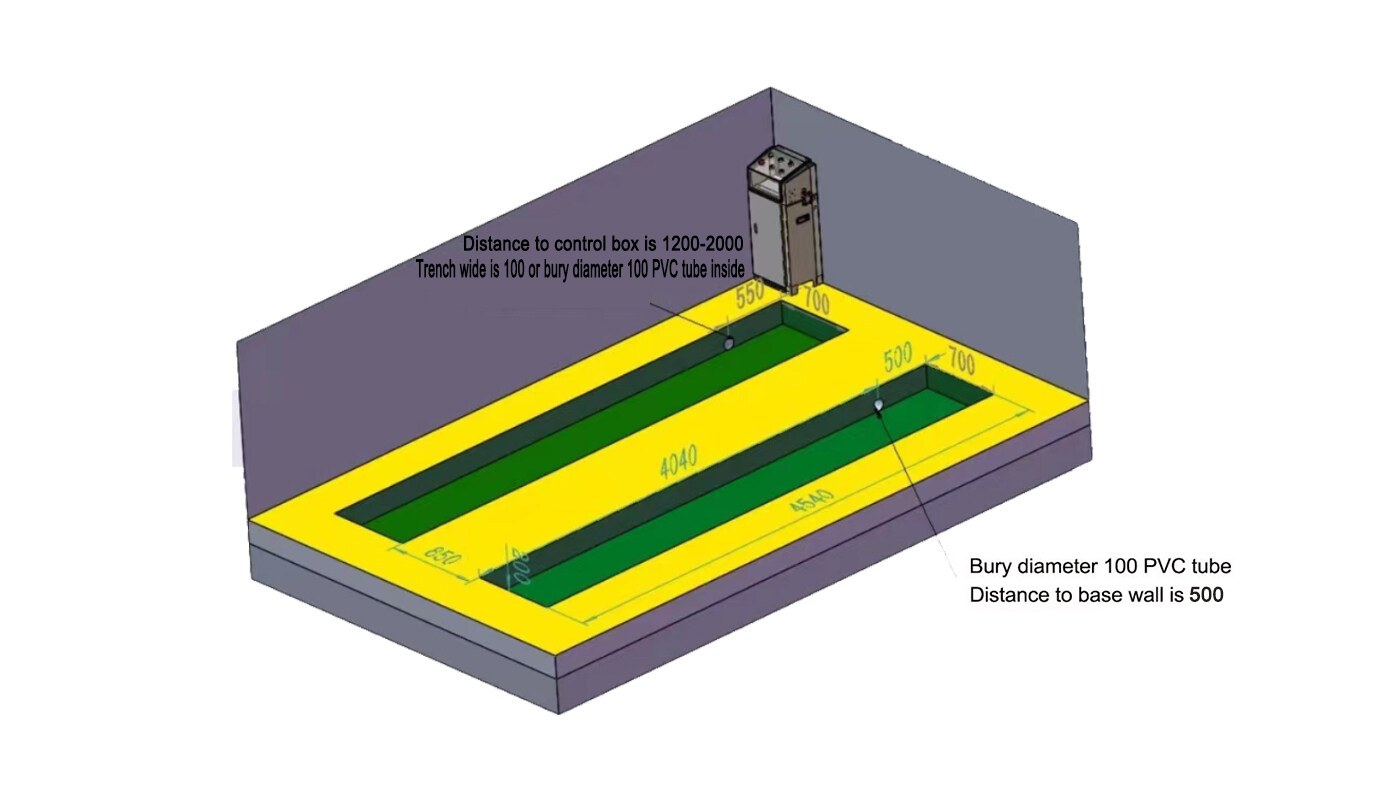 Pont ciseaux extra-plat HG-CZD-40B — Plan d'implantation