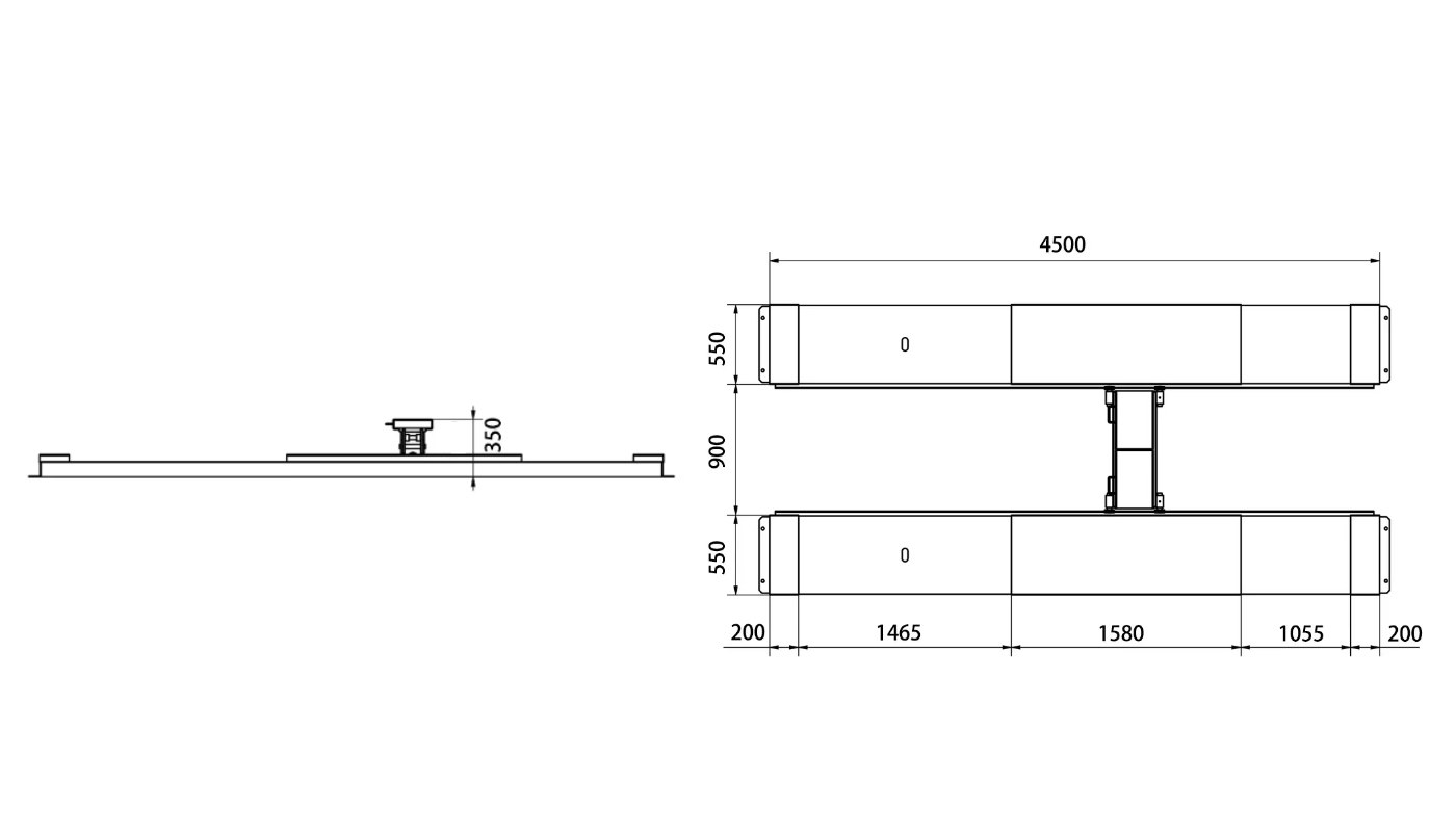 Pont de fosse HG-DG-35A — Dimensions (plan coté)
