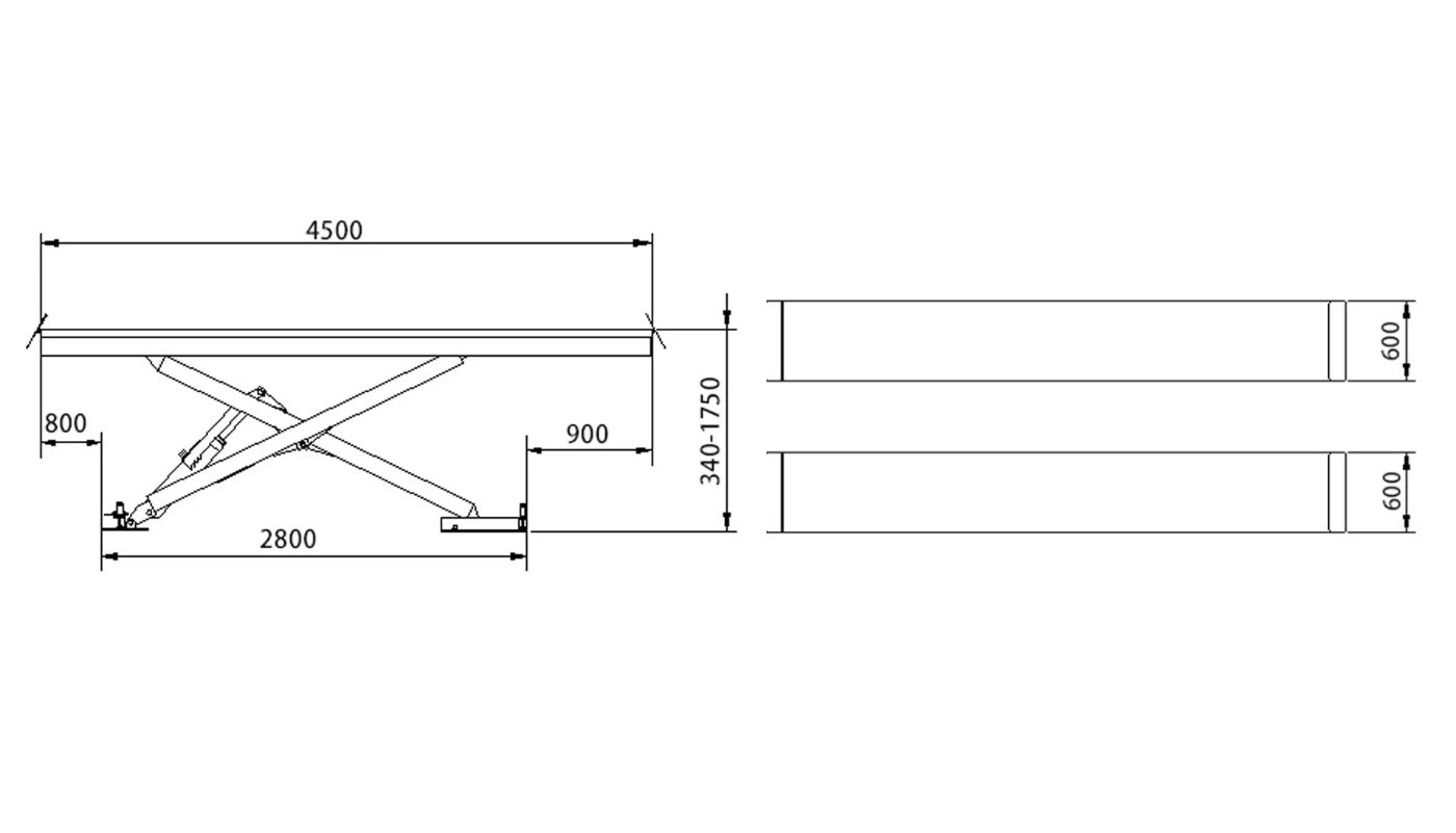 Pont ciseaux encastré HG-PD-40A — Dimensions (plan coté)