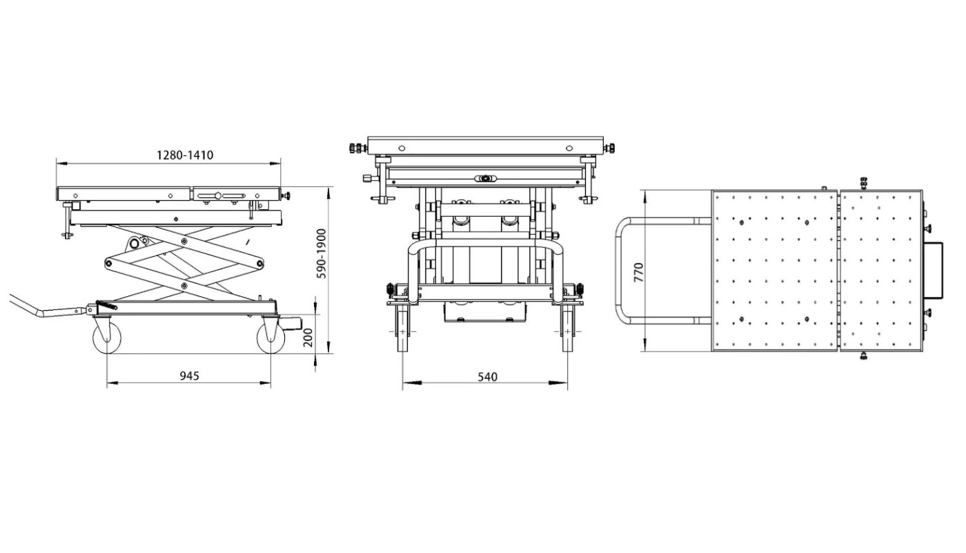 Pont pour véhicules électriques HG-XX-120D — Dimensions (plan coté)