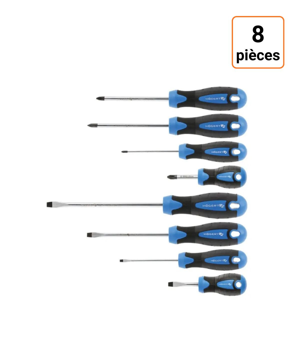 Set de tournevis 8 pièces avec tige aimanté