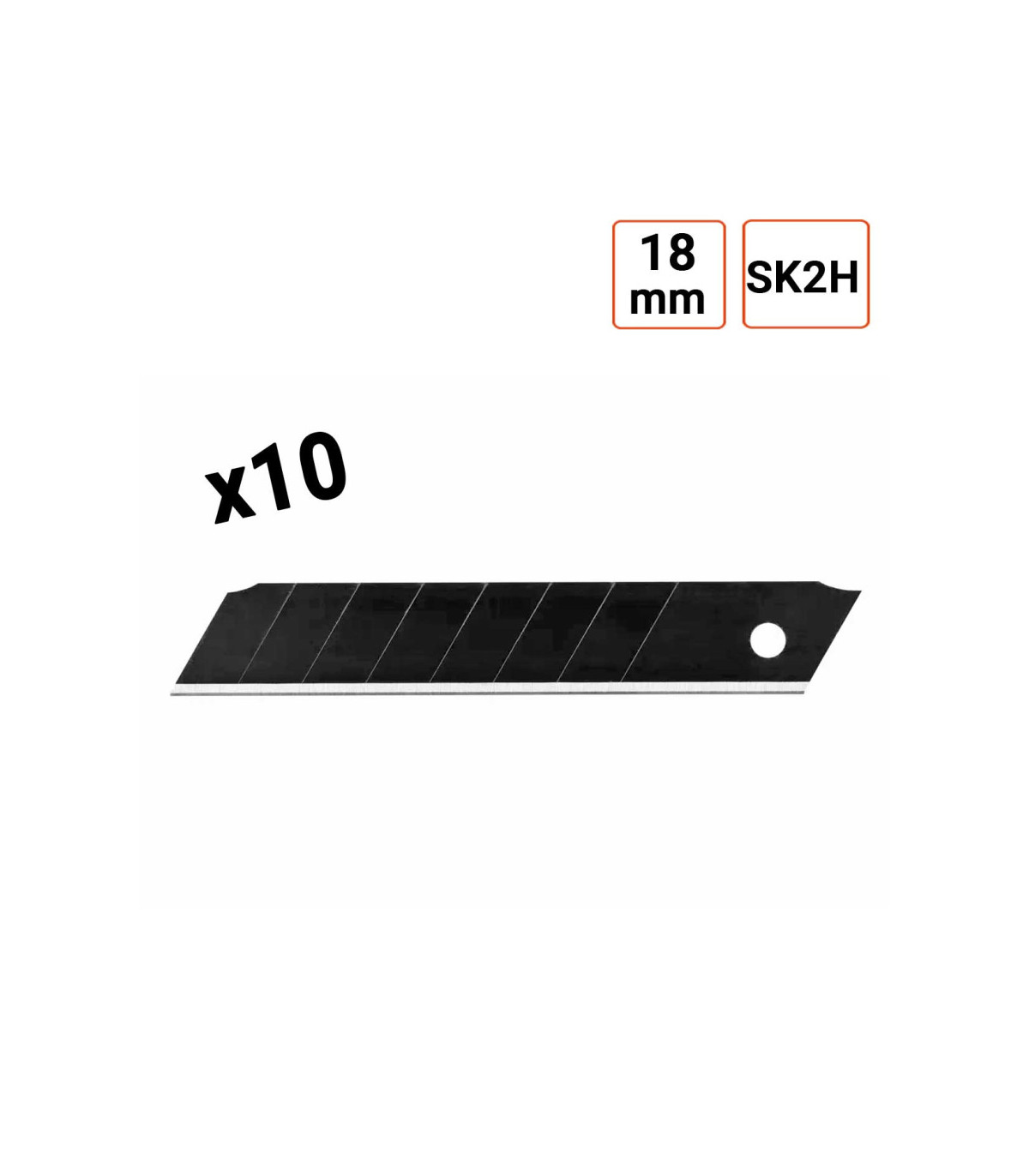 Lame de Cutter 18 mm NOIR en acier carbone SK2H 10ex