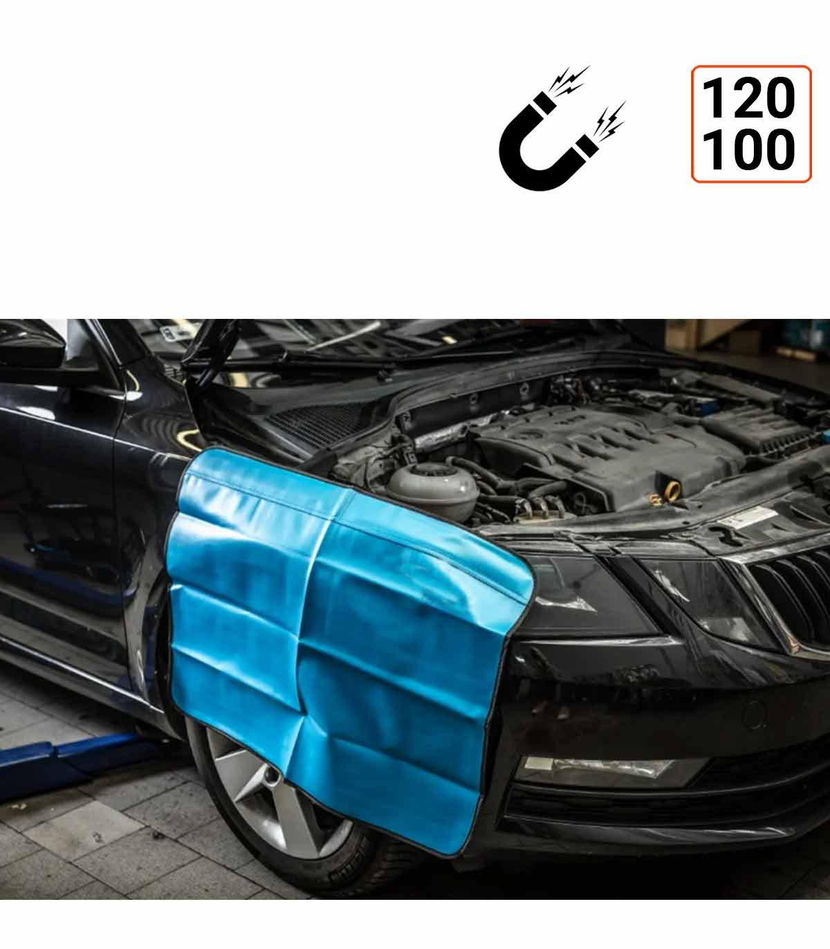 Bâche protection magnétique 120x100 cm avec poches