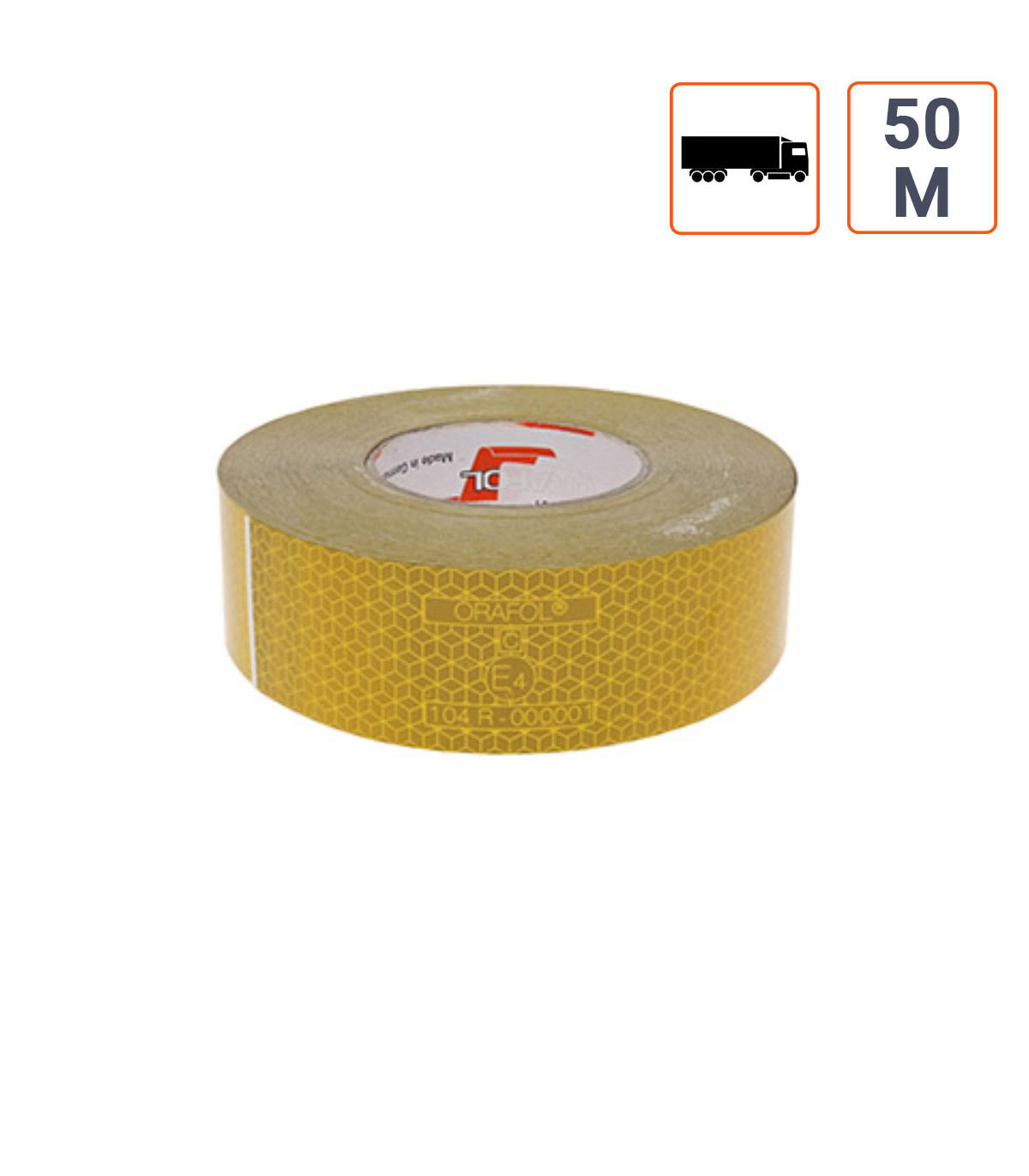 Bande contour réfléchissante JAUNE ECE 104 pour camion - 50 mètres