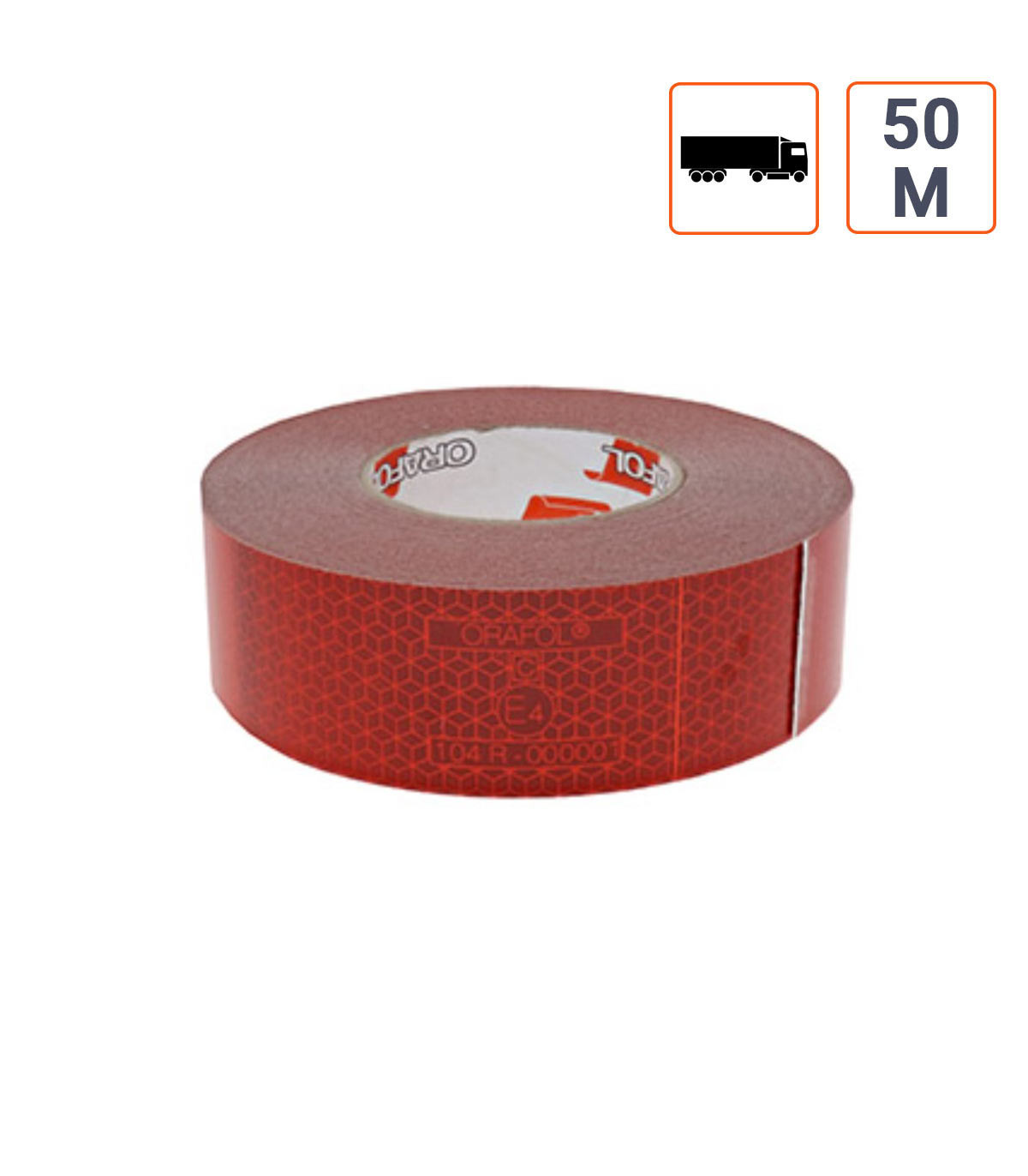 Bande contour réfléchissante ROUGE ECE 104 pour camion - 50 mètres