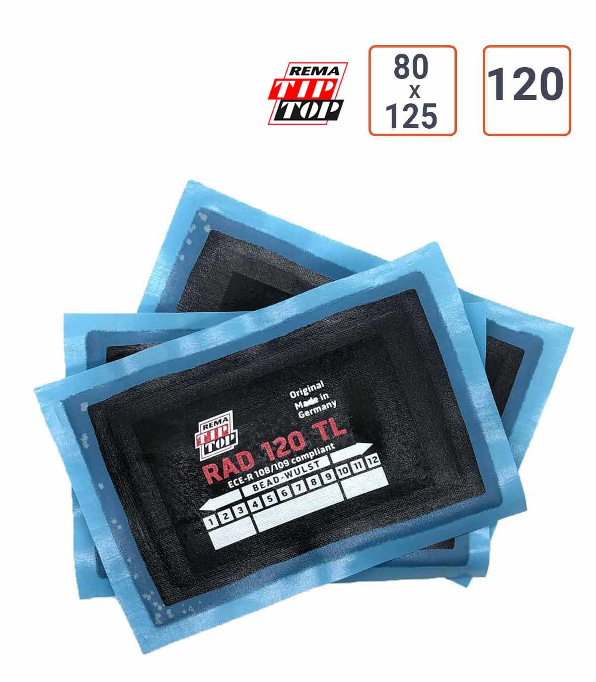 Emplâtre Rema TipTop Radial RAD120TL - 80x125mm - boite de 10 ex.