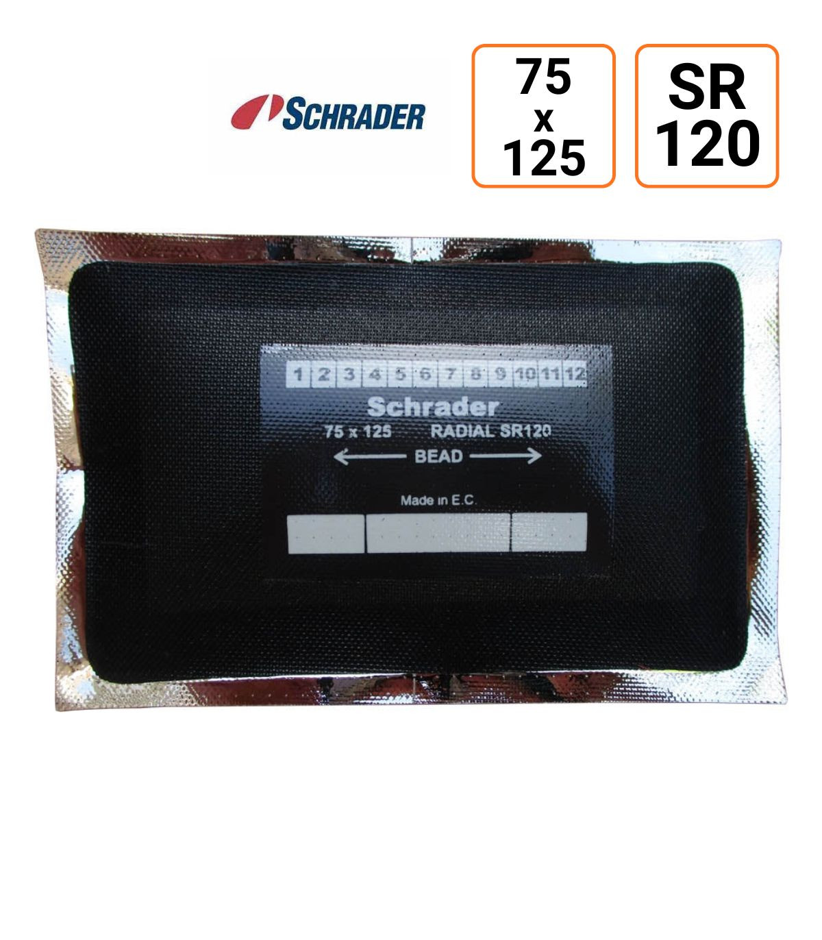 Emplatre SR 120 Schrader 75x125 mm - boite de 10 ex.