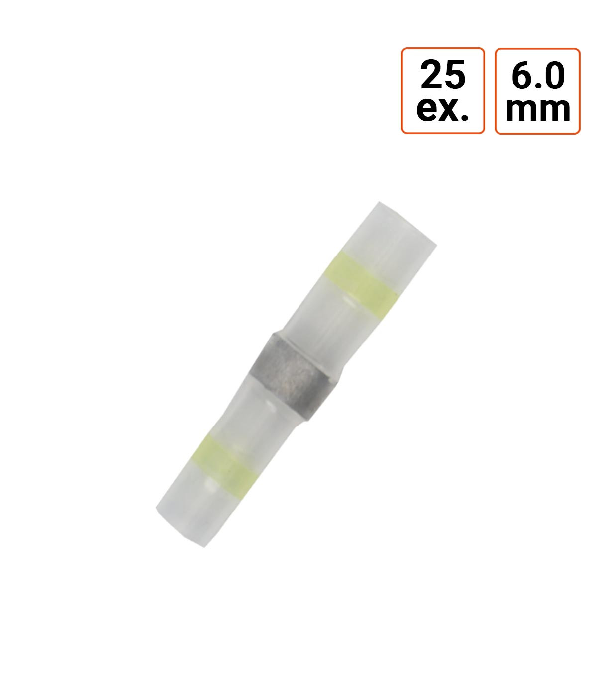 Cosse bout à bout thermorétractables diamètre 6.0 mm par 25 ex.