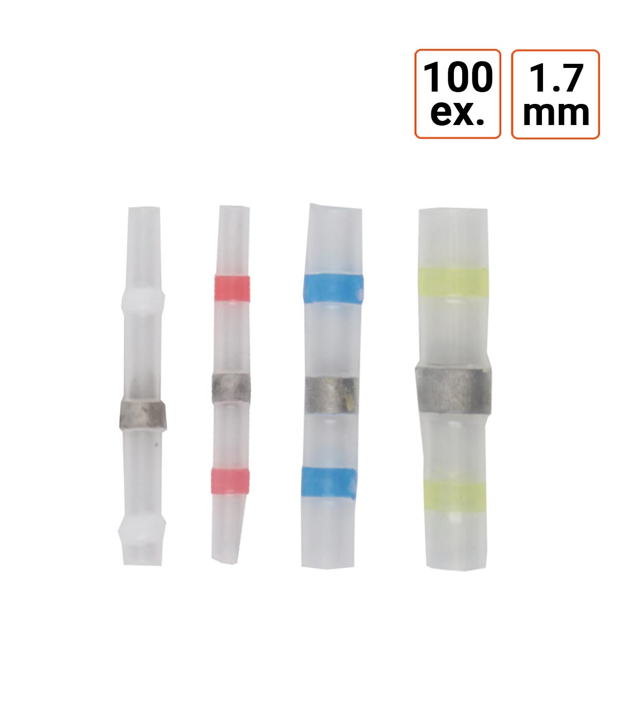 Lot de 100 Cosses bout à bout thermorétractables de 1.7 à 6 mm