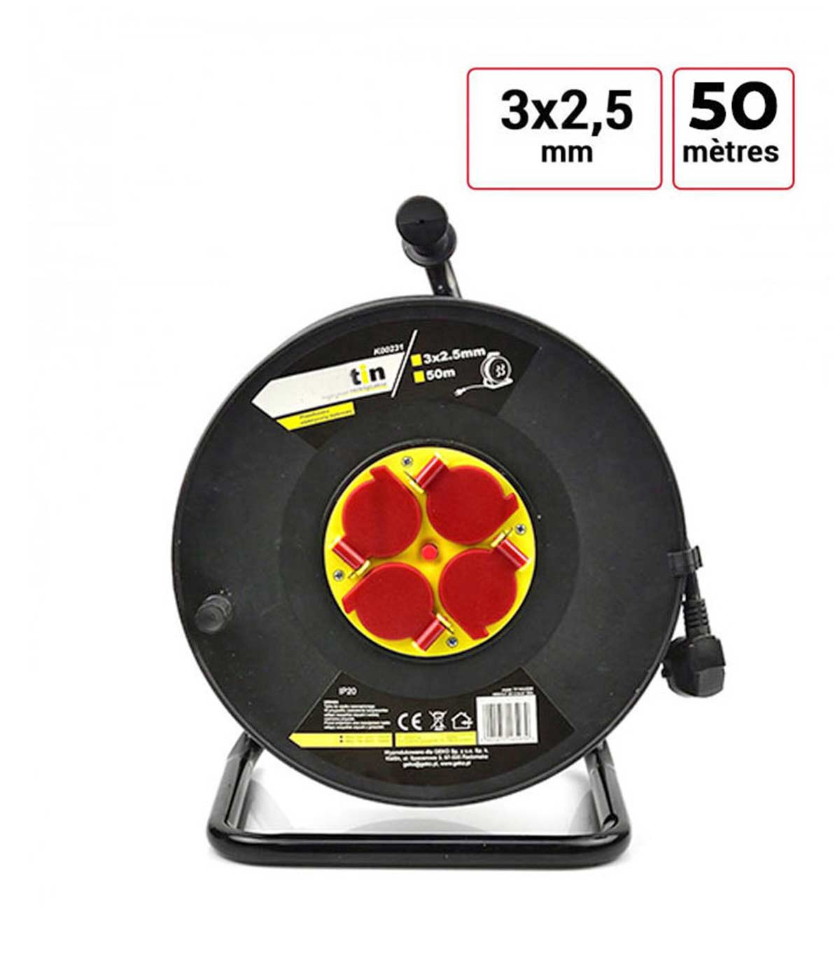 Enrouleur électrique 50 mètres - 3 x 2,5 mm2