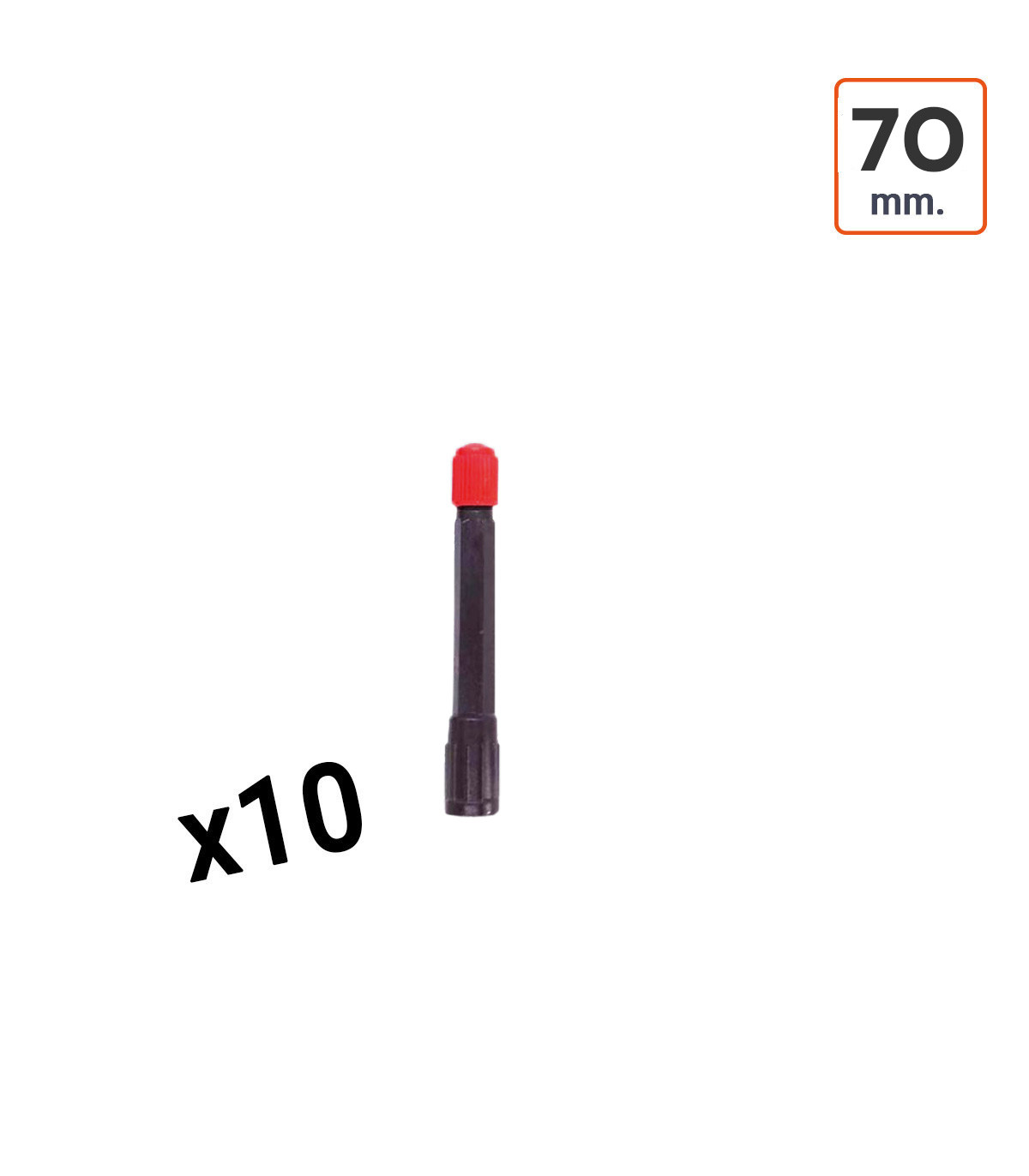 Rallonge de valve plastique rigide NOIR 70 mm par 10 ex.