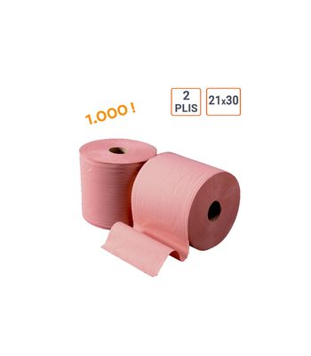 Lot de 2 bobines essuie tout gaufrée chamois type 1000 Le Top éco !