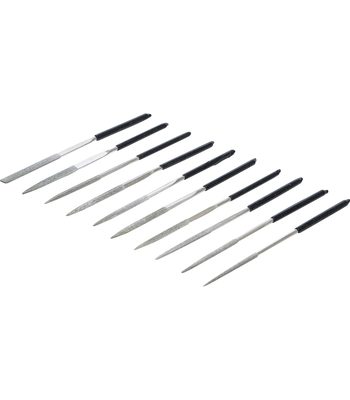 Jeu de 10 limes diamantées droites 140 x 3 mm