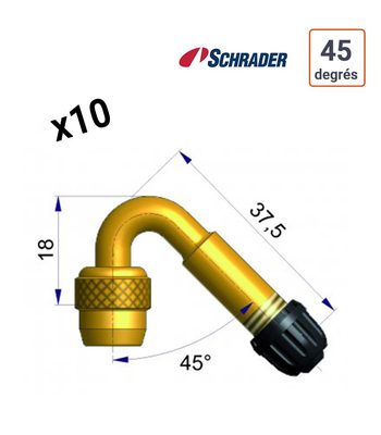 Rallonge coudée 45 degrés SCHRADER par 10 ex.