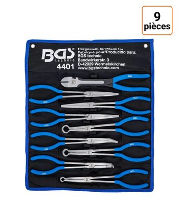 Lot de 9 pinces à long bec et plates extra long