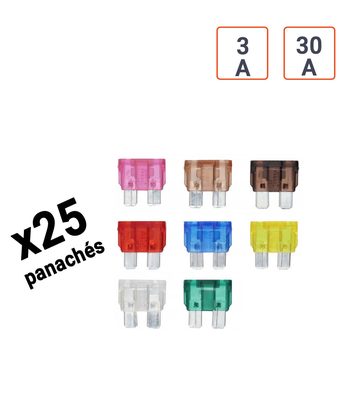 Pack de fusible voiture Standard de 5 à 30 A - vendu par 25 ex.