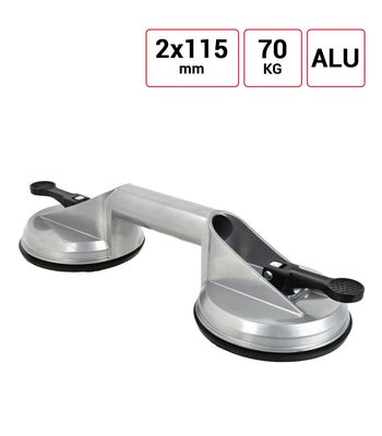 Double Ventouse Aluminium pour Pare-brise  2 x 115 mm pour 70 kg.