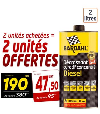 Lot de 2 Décrassant  2 Litres Diesel 5 en 1 Bardahl - 2 achetés - 2 offerts