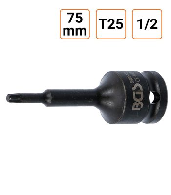 Douille à choc Torx T25 1/2" pouce longueur 75 mm
