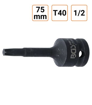 Douille à choc Torx T40 1/2" pouce longueur 75 mm