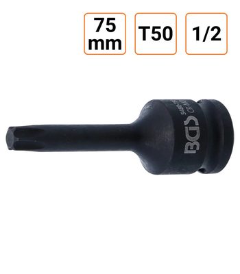 Douille à choc Torx T50 1/2" pouce longueur 75 mm