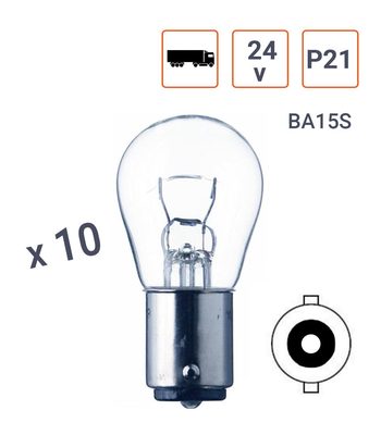 Ampoule Feux Stop 24V P21W Culot BA15S - Boite de 10 ex.
