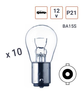 Ampoule Feux Stop 12V P21W Culot BA15S - Boite de 10 ex.