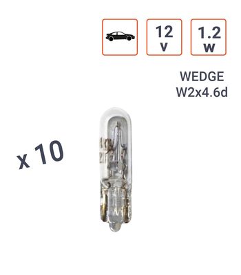 Ampoule Wedge 12V 1.2W type T5 - Boite de 10 ex.