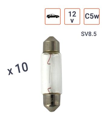 Ampoule Navette C5W 12V 5W  SV8 Boite de 10 ex.
