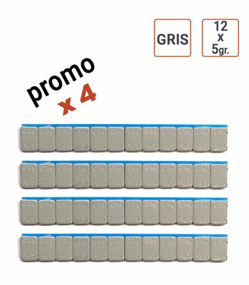 Pack de 4 Boites de Masses adhésives 12x5gr GRISES