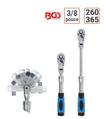 Cliquet extensible tête inclinable 3/8 pouce de 260 à 365 mm