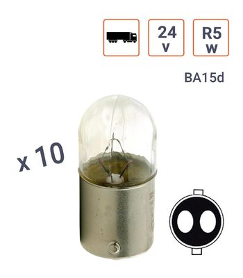Ampoule R5W 24V Tube Culot BA15D - Boite de 10 ex.
