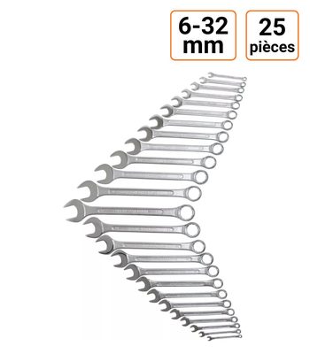 Jeu de 25 clés mixtes 6 à 32 mm