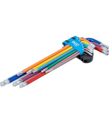 9 clés torx multicolore extra longues avec perçage et tête sphérique T10 à T50