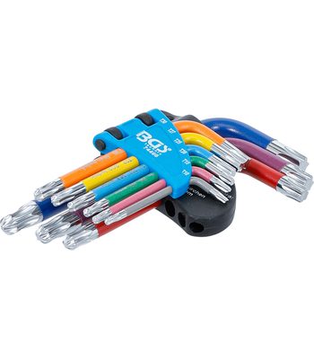 9 clés torx multicolore courtes avec tête sphérique T10 à T50