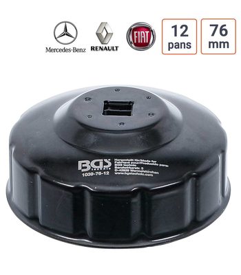 Cloche à filtre à huile 12 pans 76 mm pour Fiat, Mercedes, Renault