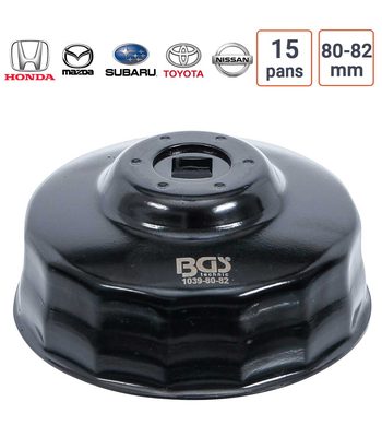 Cloche à filtre à huile 15 pans 80 - 82 mm pour Honda, Mazda, Nissan, Subaru, Toyota