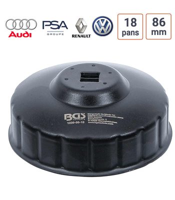 Cloche à filtre à huile 18 pans 86 mm pour Audi, PSA, Renault, GOlf